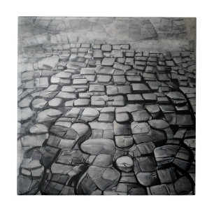 Cobblestones grey mist etching graphic art  tile