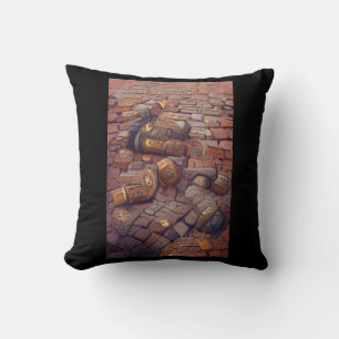 Cobblestones steampunk graphic art cushion