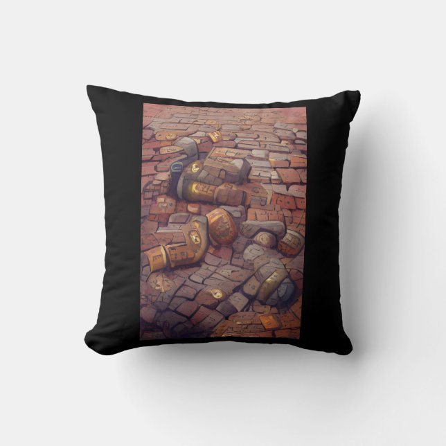 Cobblestones steampunk graphic art cushion (Front)