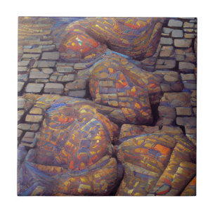 Cobblestones surreal magical colours graphic art tile