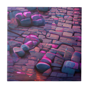 Cobblestones synthwave colors graphic art tile