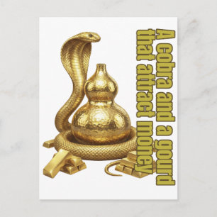 cobra and a gourd that attract money postcard