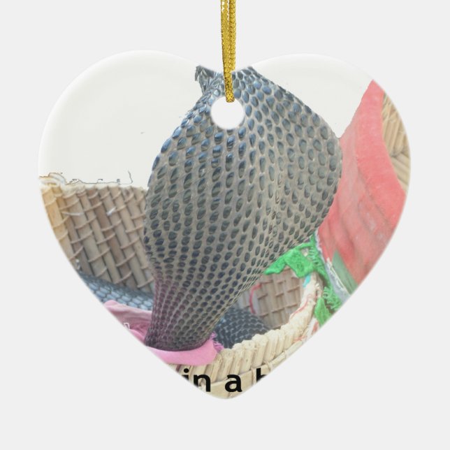 Cobra in Basket Art Print Ceramic Tree Decoration (Front)