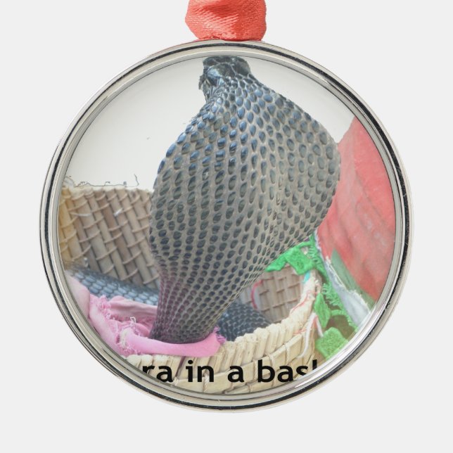 Cobra in Basket Art Print Metal Tree Decoration (Front)