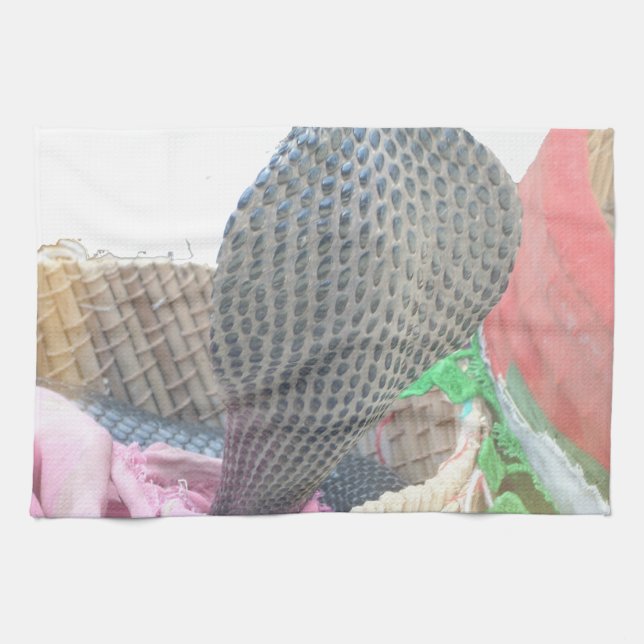 Cobra in Basket Art Print Tea Towel (Horizontal)