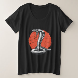 Cobra Open Hood, Snake Attacking Plus Size T-Shirt