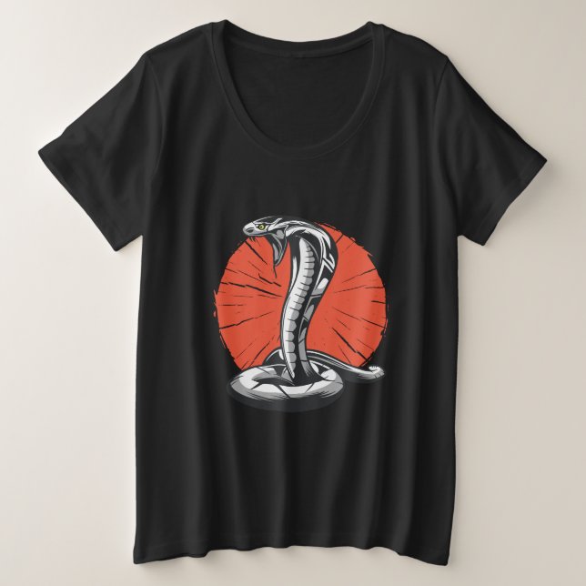 Cobra Open Hood, Snake Attacking Plus Size T-Shirt (Design Front)