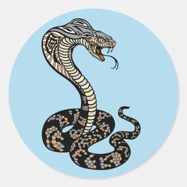 cobra snake classic round sticker (Front)