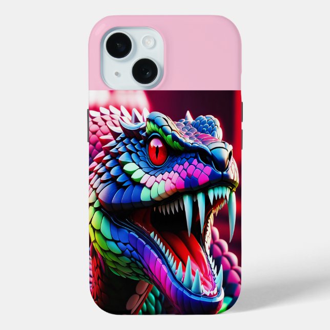 Cobra snake has vibrant green and pink blue scales Case-Mate iPhone case (Back)