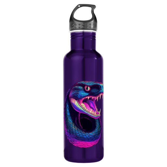 Cobra Snake in Vaporwave Aesthetic Style 710 Ml Water Bottle (Front)