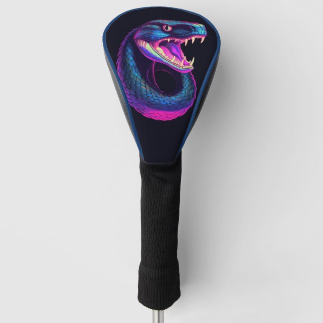 Cobra Snake in Vaporwave Aesthetic Style Golf Head Cover (Front)