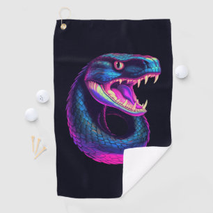 Cobra Snake in Vaporwave Aesthetic Style Golf Towel