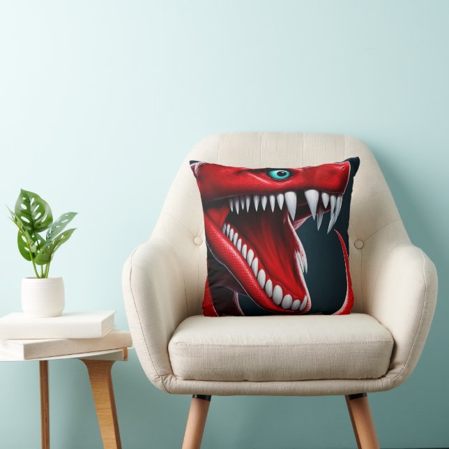 Cobra snake with vibrant red scales and blue eyes cushion (Chair)