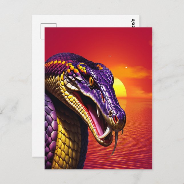 Cobra snake with vvibrant purple and yellow scales postcard (Front/Back)