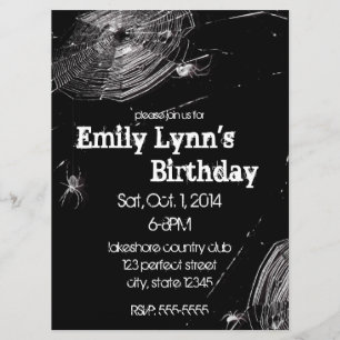 Cobwebs and White Spiders Birthday Invitation