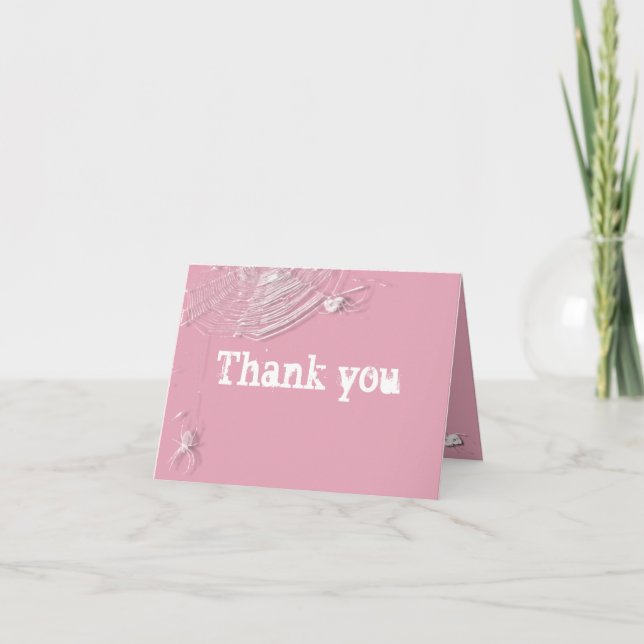 Cobwebs and White Spiders Thank You Note Card (Front)