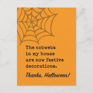 Cobwebs in House are Halloween Decoration Joke Postcard