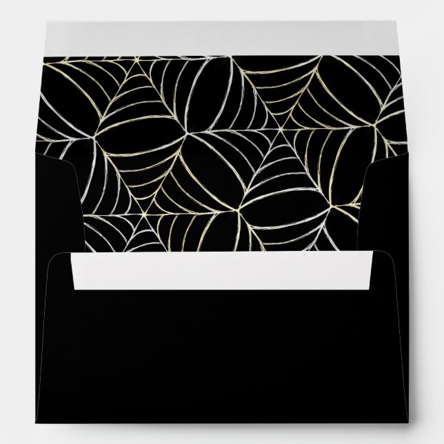 Cobwebs On Black Fun Creepy Frightening Halloween Envelope (Back (Bottom))