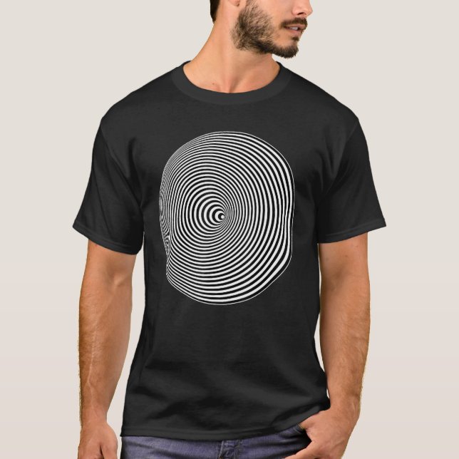 Cocentric Black & White Circles Optical Illusion - T-Shirt (Front)