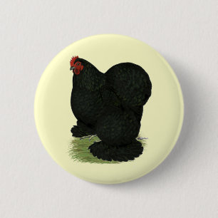 Cochin:  Black Hen 6 Cm Round Badge