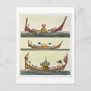 Cochin Chinese ships, illustration from 'Le Costum Postcard
