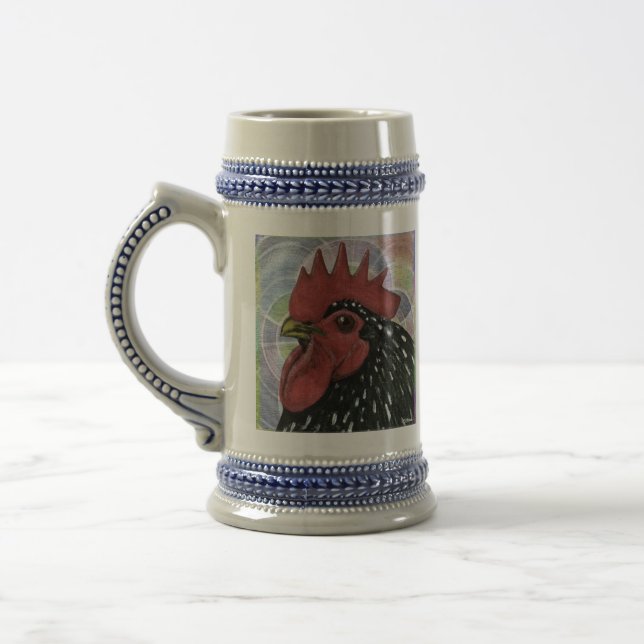 Cochin:  Decorative Rooster Head Beer Stein (Left)