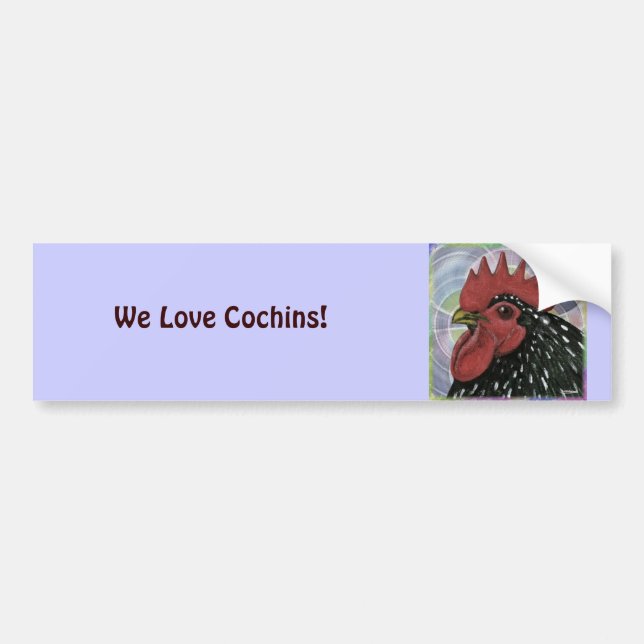 Cochin:  Decorative Rooster Head Bumper Sticker (Front)