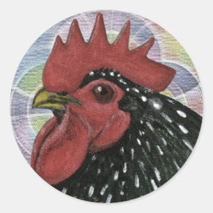 Cochin:  Decorative Rooster Head Classic Round Sticker