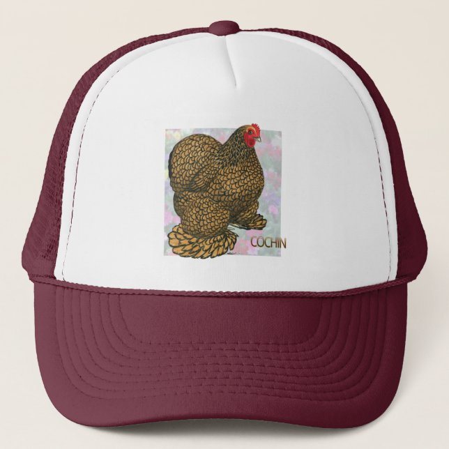 Cochin:  Gold-laced Hen Trucker Hat (Front)