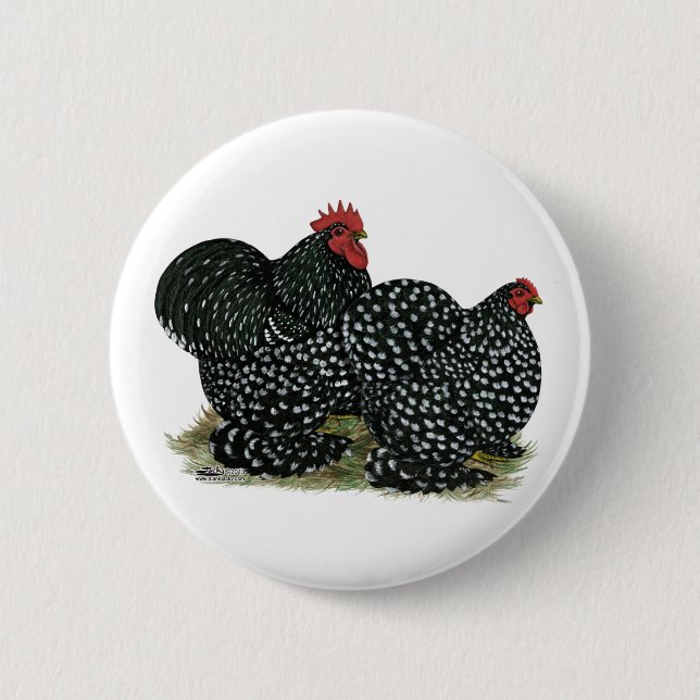 Cochin Mottled Chickens 6 Cm Round Badge (Front)