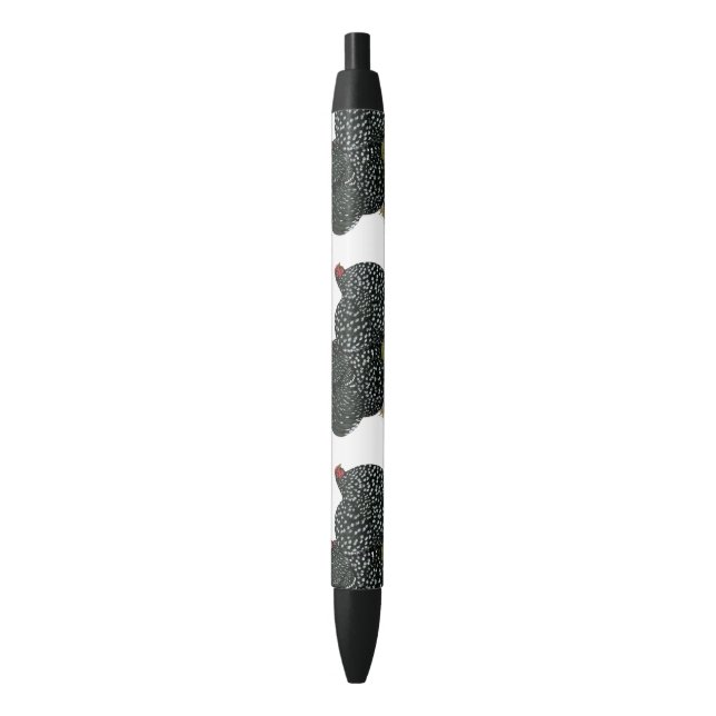Cochin Mottled Chickens Black Ink Pen (Front Vertical)