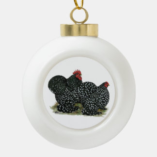 Cochin Mottled Chickens Ceramic Ball Christmas Ornament