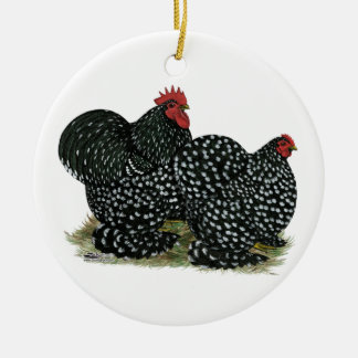 Cochin Mottled Chickens Ceramic Tree Decoration