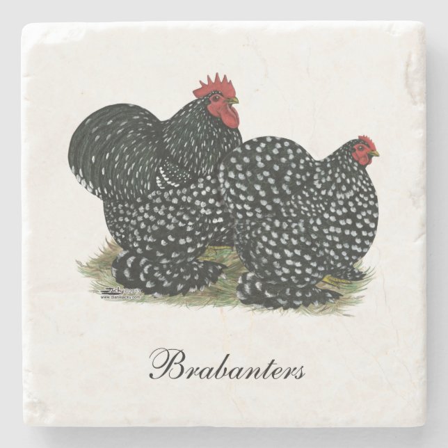 Cochin Mottled Chickens Stone Coaster (Front)