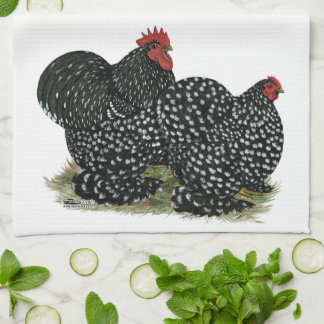 Cochin Mottled Chickens Tea Towel