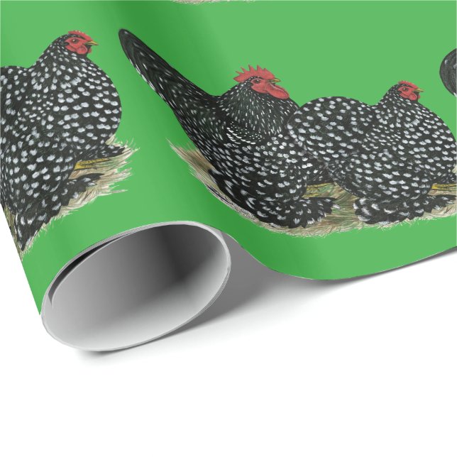 Cochin Mottled Chickens Wrapping Paper (Roll Corner)