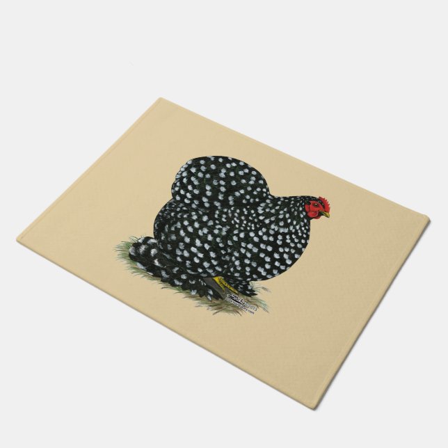 Cochin Mottled Hen Doormat (Angled)