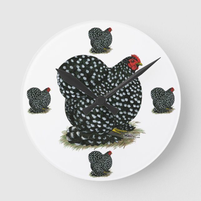 Cochin Mottled Hen Round Clock (Front)