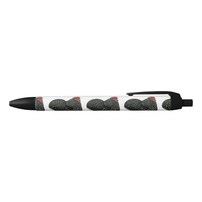 Cochin:  Mottled Rooster Black Ink Pen (Top)