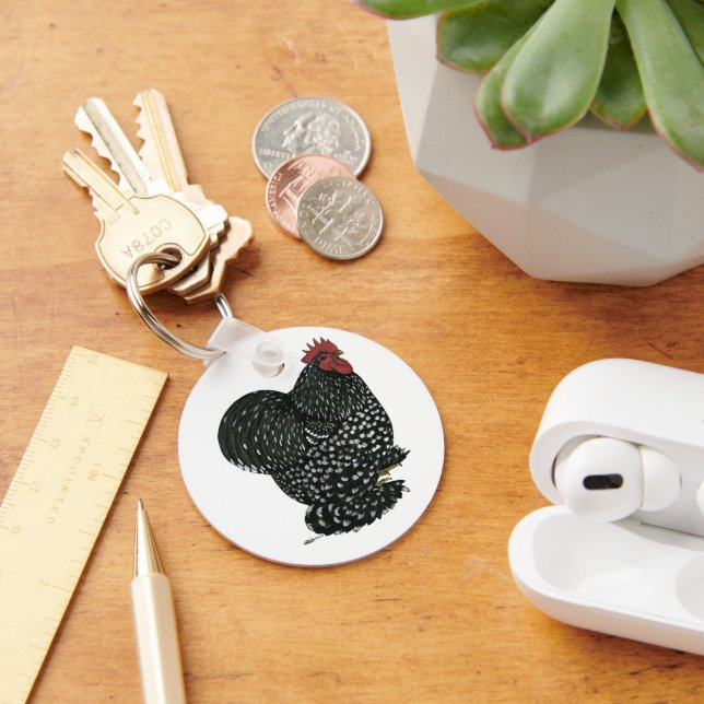Cochin:  Mottled Rooster Key Ring (Desk)