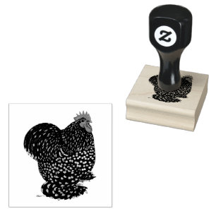 Cochin: Mottled Rooster Rubber Stamp