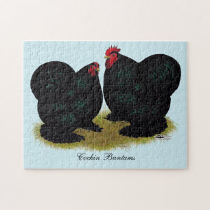 Cochins Black Bantam Pair Jigsaw Puzzle