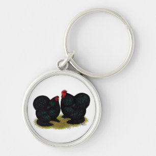 Cochins Black Bantam Pair Key Ring