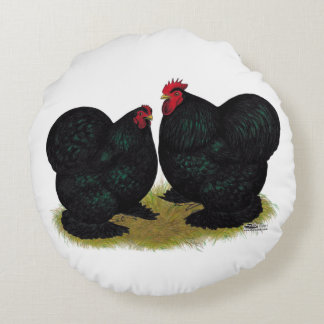 Cochins Black Bantam Pair Round Cushion