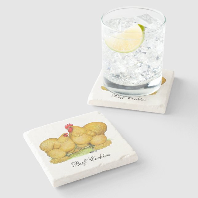 Cochins Buff Pair Stone Coaster (Side)