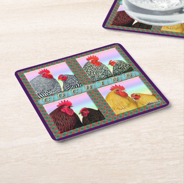 Cochins Four Colours Square Paper Coaster (Angled)