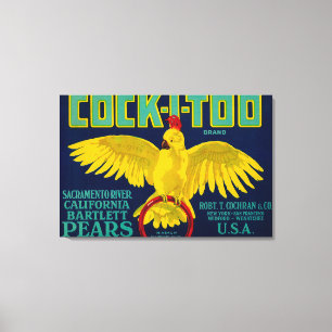 Cock-I-Too Pear Crate Label Canvas Print