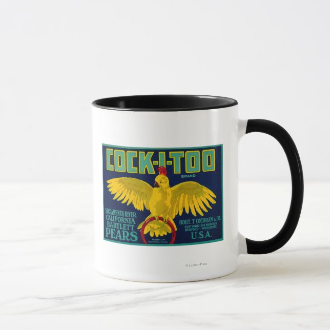 Cock-I-Too Pear Crate Label Mug (Right)