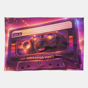 cockapoo 80s inspired kitchen tea towel 