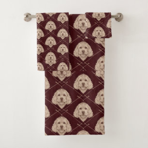 Cockapoo Bathroom Towel Set Cute Dog Pattern